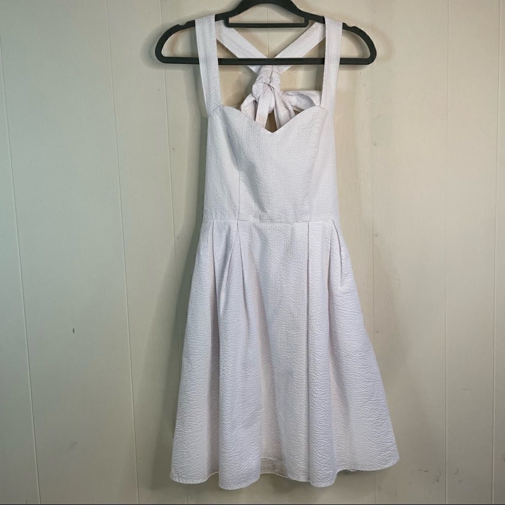 Lauren James White Seersucker The Livingston Dress Size XS